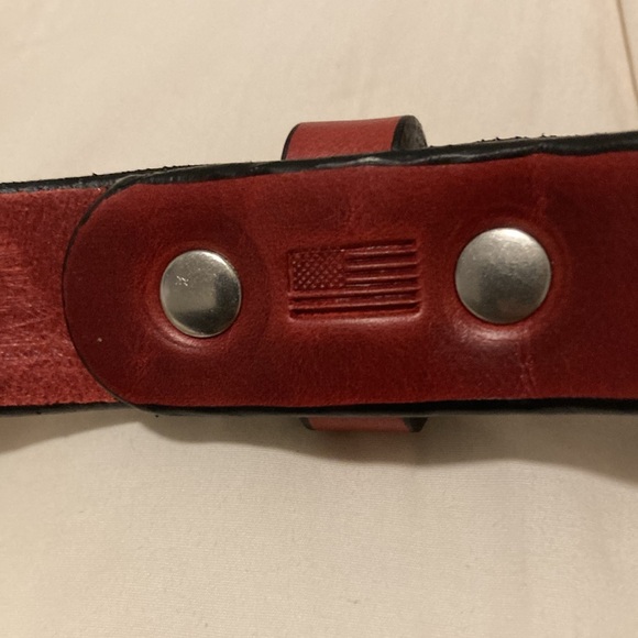 Red Blue Delta leather belt - Picture 5 of 5